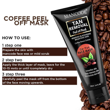 Mancode De-Tan Removal Peel off Face Mask for Men and Women 100ml | Deep Cleansing Exfoliator, Defeat Blackheads & Whiteheads, Glowing White & Brighten Skin